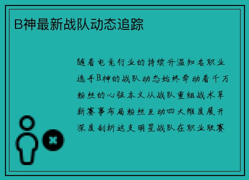 B神最新战队动态追踪